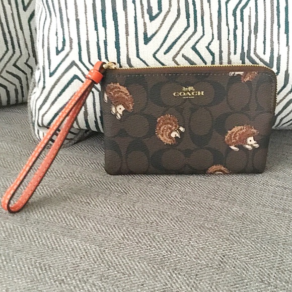 Coach Bags Coach Signature Canvas Wristlet Nwt Hedgehog Signature